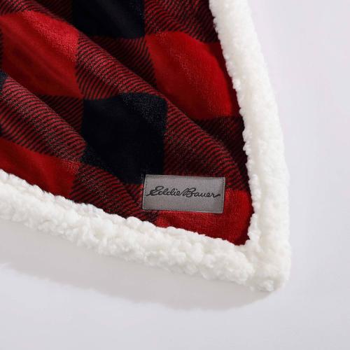 Eddie Bauer Cabin Plaid Sherpa Throw