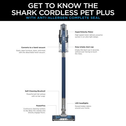 Shark® Cordless Pet Plus Vacuum with Anti-Allergen Complete Seal (IZ361H)