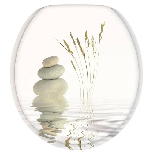 Sanilo 161 Round Soft Close Molded Wood Adjustable Toilet Seat, Balance Stones