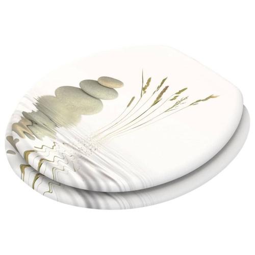 Sanilo 161 Round Soft Close Molded Wood Adjustable Toilet Seat, Balance Stones