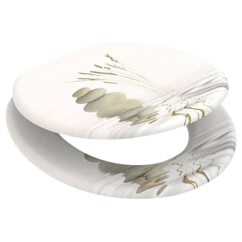 Sanilo 161 Round Soft Close Molded Wood Adjustable Toilet Seat, Balance Stones