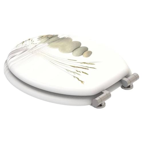 Sanilo 161 Round Soft Close Molded Wood Adjustable Toilet Seat, Balance Stones