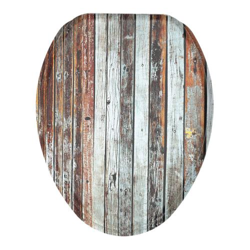 Sanilo 185 Elongated Soft Close Molded Wood Adjustable Toilet Seat, Antique Wood