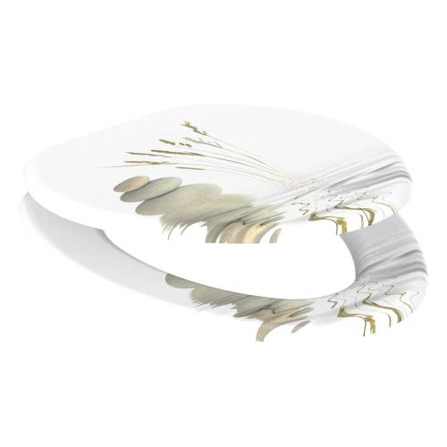 Sanilo 173 Elongated Soft Close Wooden Adjustable Toilet Seat, Balance Stones