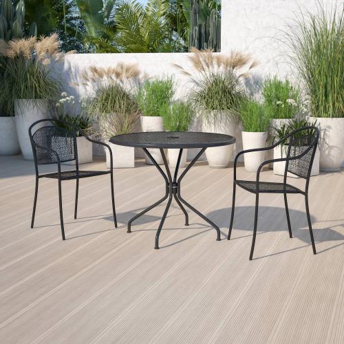 Flash Furniture Commercial-Grade Round Indoor / Outdoor Steel Patio Table with Umbrella Hole (NO TEST)
