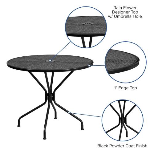 Flash Furniture Commercial-Grade Round Indoor / Outdoor Steel Patio Table with Umbrella Hole (NO TEST)