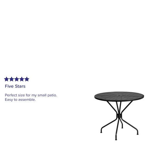 Flash Furniture Commercial-Grade Round Indoor / Outdoor Steel Patio Table with Umbrella Hole (NO TEST)