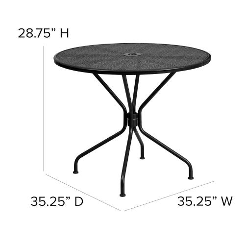 Flash Furniture Commercial-Grade Round Indoor / Outdoor Steel Patio Table with Umbrella Hole (NO TEST)