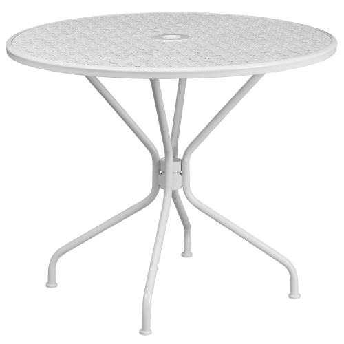Flash Furniture Commercial-Grade Round Indoor / Outdoor Steel Patio Table with Umbrella Hole (NO TEST)