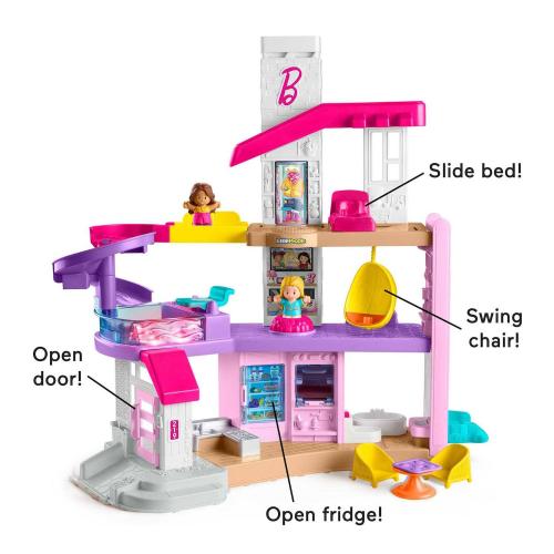 Fisher-Price Little People Barbie Playset with Lights & Music, Little DreamHouse, Toddler Toy, 7 Play Pieces