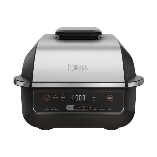 Ninja Foodi 6-in-1 Indoor Grill with Air Fry, Roast EG201 Black/Silver: Smokeless, Cool Touch, Digital Display, Dishwasher-Safe, Recipes Included