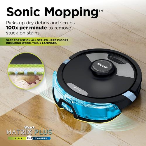 Shark Matrix Plus 2in1 Robot Vacuum & Mop with Sonic Mopping, Matrix Clean, HEPA Bagless Self Empty (RV2610WA)