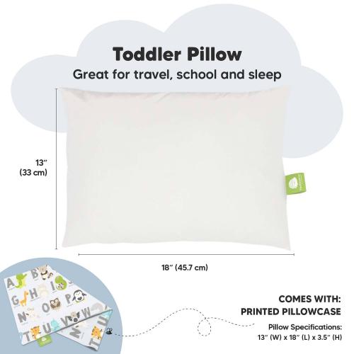 Keababies Toddler Pillow With Pillowcase, 13x18 Soft Organic Cotton Toddler Pillows For Sleeping