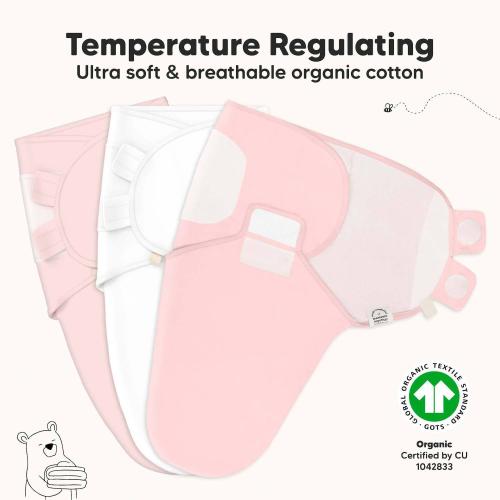KeaBabies 3pk Soothe Baby Swaddle, Organic Baby Swaddle Sleep Sacks, Newborn, Infant