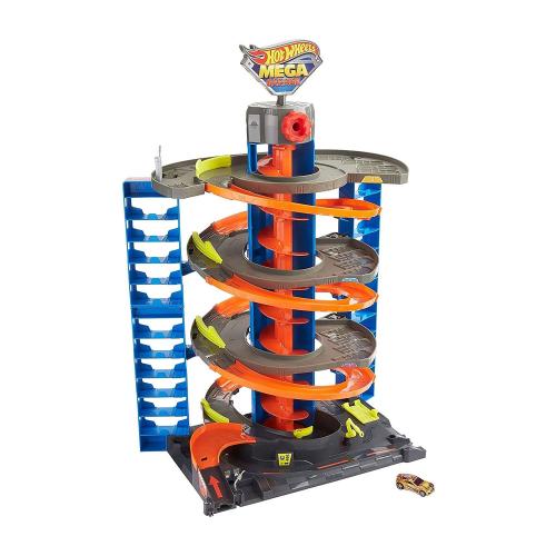 Hot Wheels City Mega Garage Playset w/ Corkscrew Elevator & Storage for 60  Cars