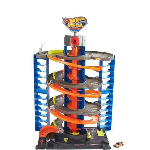 Hot Wheels City Mega Garage Playset w/ Corkscrew Elevator & Storage for 60  Cars
