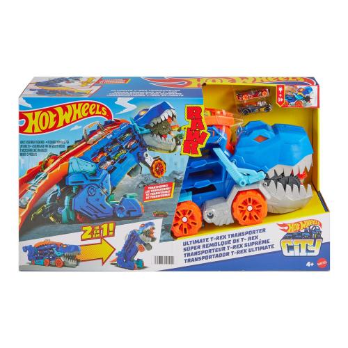 Mattel Hot Wheels T-Rex with Race Track City Ultimate Hauler