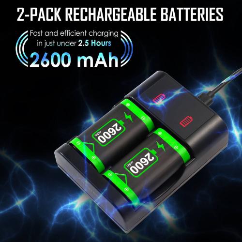2 2600mah Battery For Xbox Series X S One Controller With Charging Station Usb-c