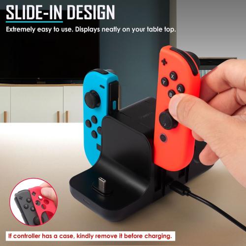 Insten 6-in-1 Charging Station Compatible with Nintendo Switch and OLED Model Console, Joycon & Pro Controller, with LED Indicator, Fast USB-C Charger Dock Stand