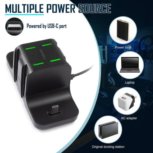 Insten 6-in-1 Charging Station Compatible with Nintendo Switch and OLED Model Console, Joycon & Pro Controller, with LED Indicator, Fast USB-C Charger Dock Stand