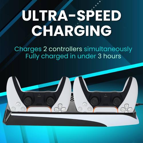 Insten Vertical Stand Compatible with PS5 stand with Cooling Fan And Controller Charger Dock Charging Station, Extra 3 USB Hub, 14 Game Card Holder Slots, LED indicator