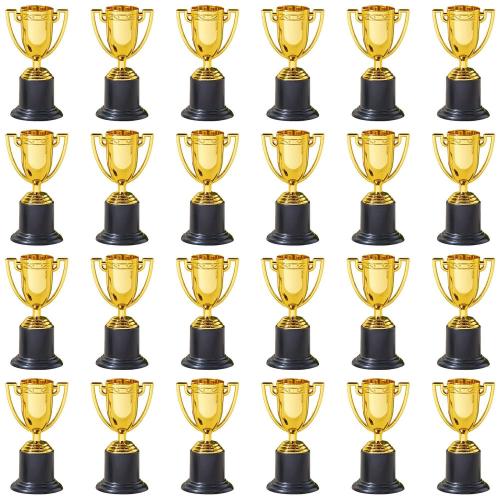 24 Pack Mini Trophies for All Ages Awards, Gold Participation Trophy Cup for Sports, Tournaments, Competitions (4 In)