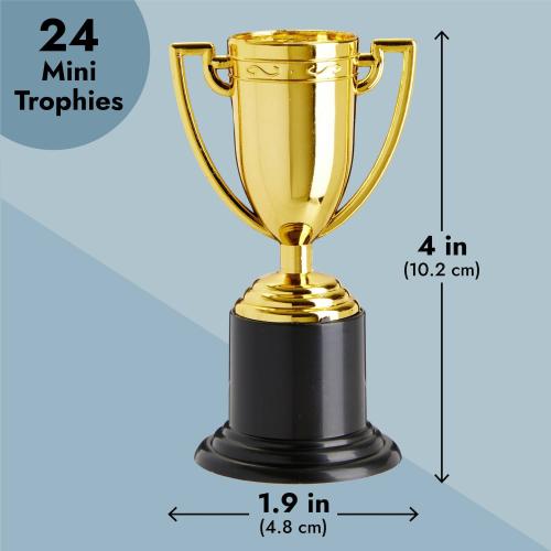 24 Pack Mini Trophies for All Ages Awards, Gold Participation Trophy Cup for Sports, Tournaments, Competitions (4 In)