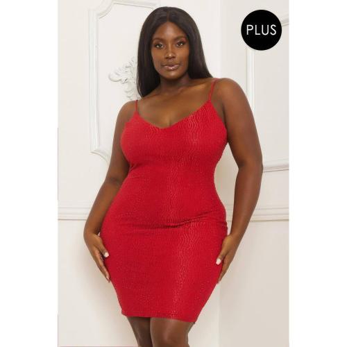 Rhinestone Body Plus Size Mini Dress 1X