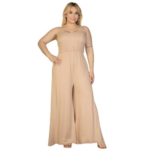 Plus Size Button Front Wide Leg Jumpsuit size Xl
