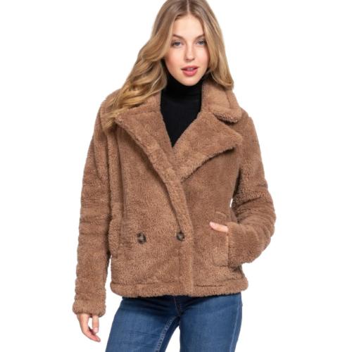 Faux Fur Sherpa Jacket black Size M