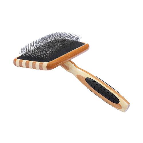Bass Pet Brushes De-matting With 100% Premium Alloy Pin Soft Pure Bamboo Handle Large Slicker Style