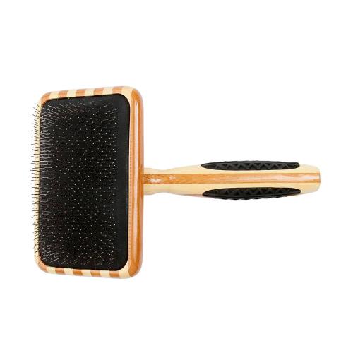 Bass Pet Brushes De-matting With 100% Premium Alloy Pin Soft Pure Bamboo Handle Large Slicker Style