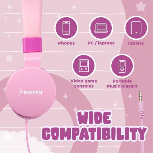Kids Headphones 85db Safe Volume Limited On-ear Wired 3.5mm Earphones With Mic