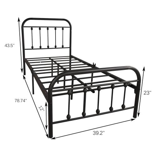 Hivvago Twinsized Heavy Duty Full Metal Easy Assembly Platform Bed Frame