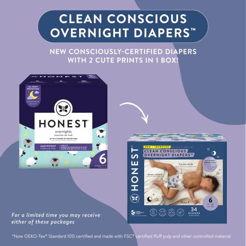 The Honest Company Size 6 Overnight Cozy Cloud and Star Signs Diapers