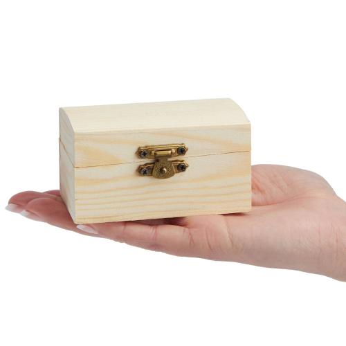 12 Pack Unfinished Wooden Boxes For Crafts, Treasure Chest With Lid And Clasp