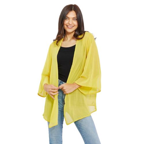 Large Fashnzfab Melojust Breathe Full Size Chiffon Kimono In Yellow