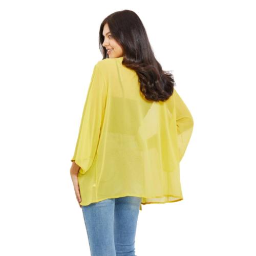 Large Fashnzfab Melojust Breathe Full Size Chiffon Kimono In Yellow