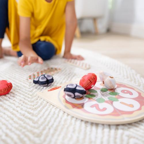 Melissa & Doug Wooden Double-Sided Pizza Topping Toss Games
