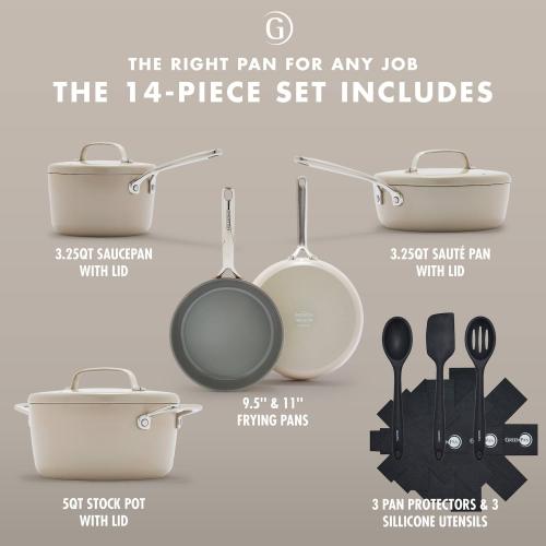GreenPan GP5 Hard-Anodized Aluminum Healthy Ceramic Nonstick 14-pc. Cookware Pots & Pans Set ‼️incomplete set‼️