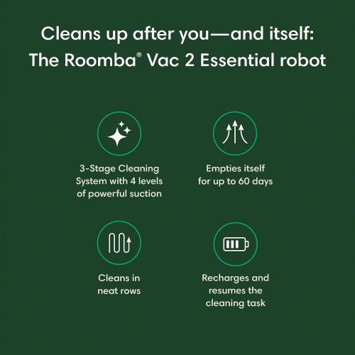 Black iRobot® Roomba® Vacuum 2 Essential Robotic Vaccum   AutoEmpty dock (Q052020)
