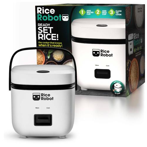 Rice Robot 4-Cup Space Saving Rice Cooker with Ceramic Nonstick Inner Pot