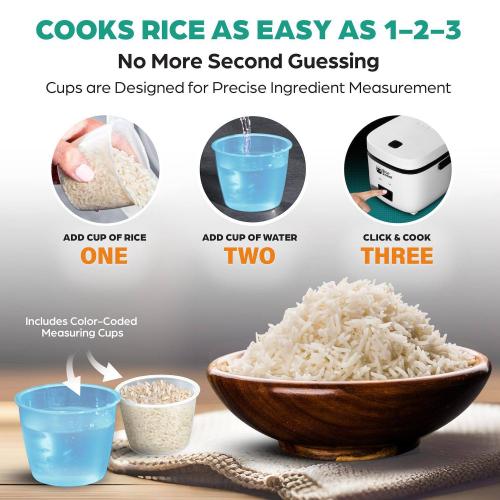Rice Robot 4-Cup Space Saving Rice Cooker with Ceramic Nonstick Inner Pot