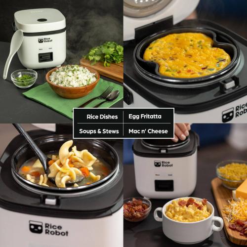 Rice Robot 4-Cup Space Saving Rice Cooker with Ceramic Nonstick Inner Pot