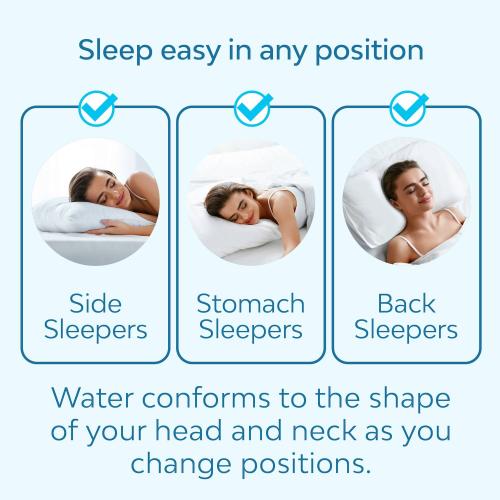 Mediflow Down Alternative Water Pillow, Adjustable Pillow For Sleeping, Neck Pain Relief