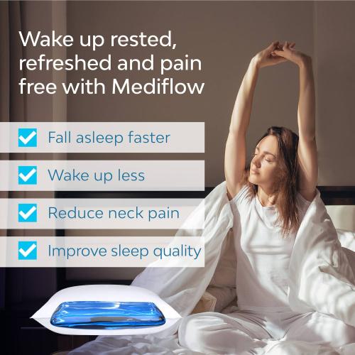 Mediflow Down Alternative Water Pillow, Adjustable Pillow For Sleeping, Neck Pain Relief