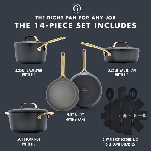 COLOR WHITE GreenPan GP5 Colors 14 pc Hard Anodized Ceramic NonStick Cookware Set