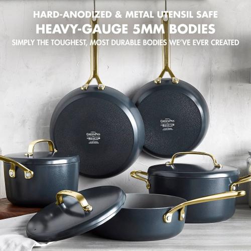 COLOR WHITE GreenPan GP5 Colors 14 pc Hard Anodized Ceramic NonStick Cookware Set