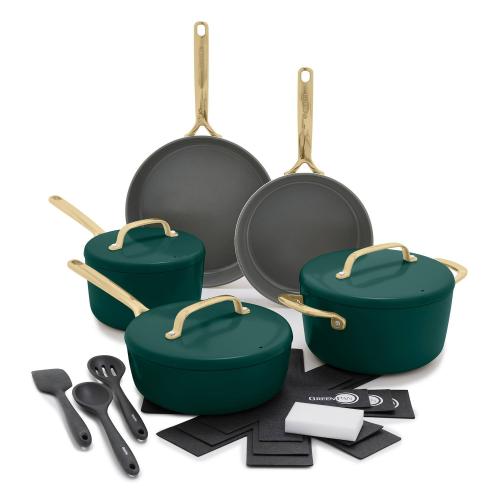 COLOR WHITE GreenPan GP5 Colors 14 pc Hard Anodized Ceramic NonStick Cookware Set
