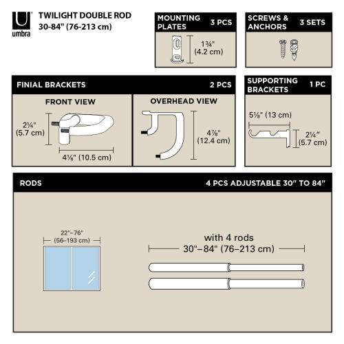 Umbra Twilight 3/4-in. Wrap-Around Double Drapery Curtain Rod